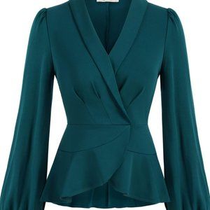 Womens Wrap V Neck Blouse